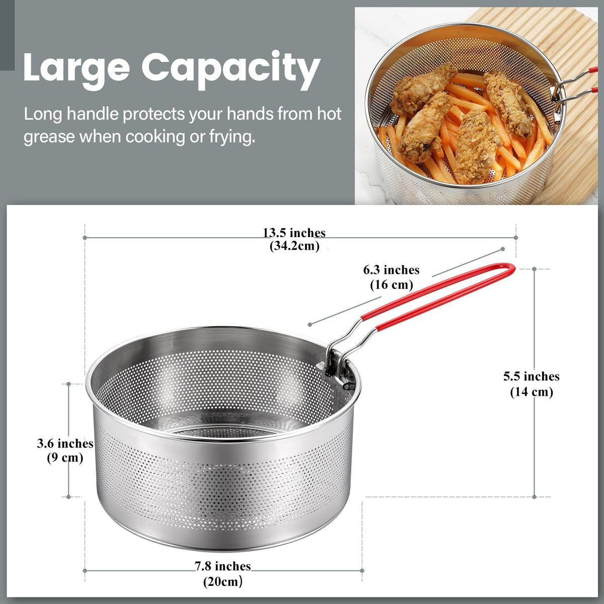 7.8 inches 304 Stainless Steel Deep Fryer Basket V97316