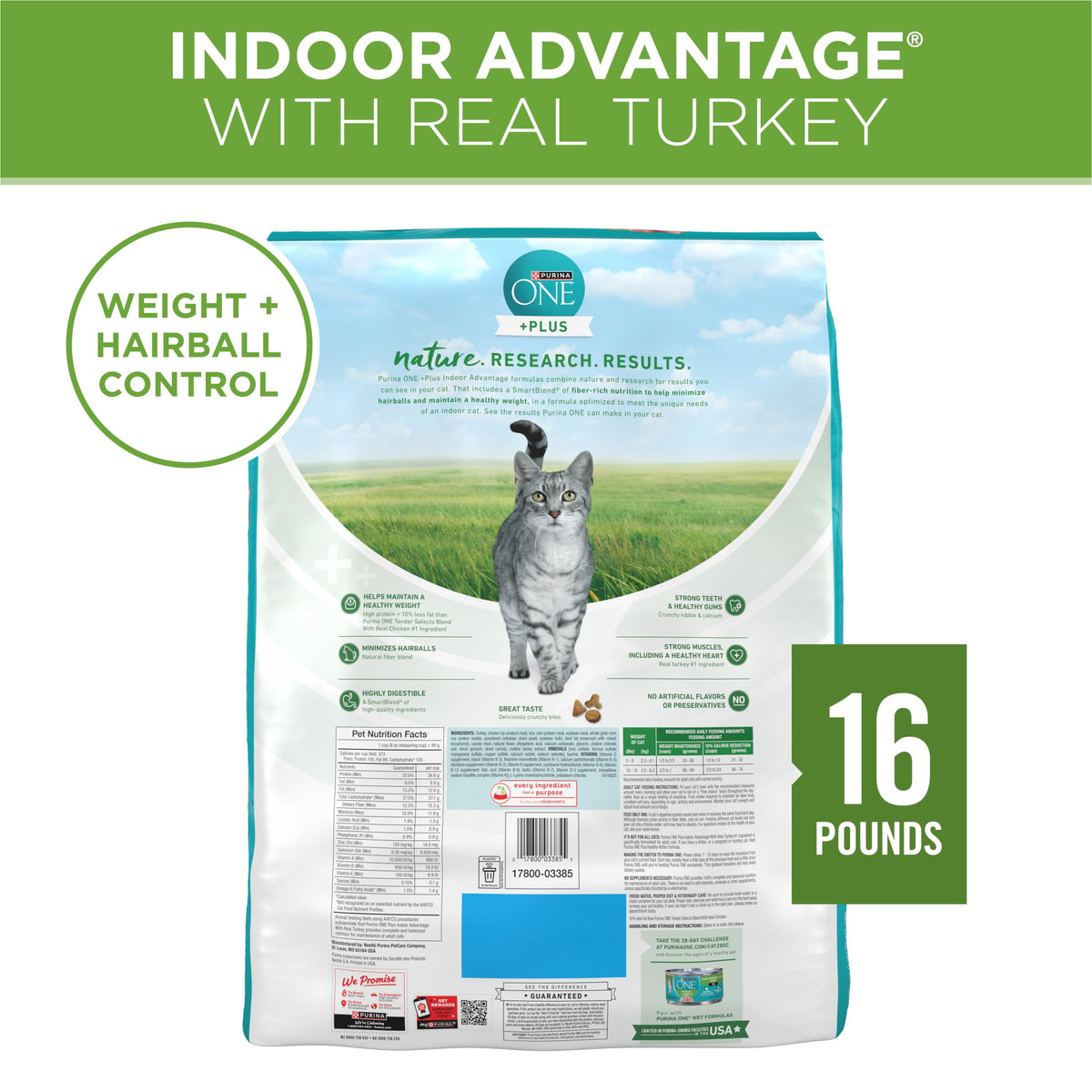Indoor Weight Control Dry Cat Food 16 lb Bag N78197