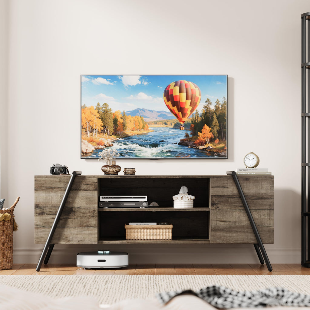 55.12" Weathered Oak Wooden TV Stand O65536