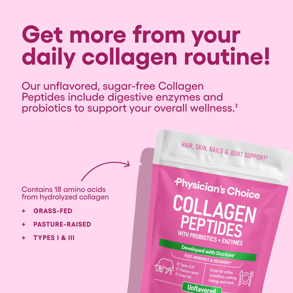 Collagen Peptides Protein Powder Grass Fed 35 Servings I909167