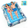 75"x64" XXL Inflatable Tanning Pool Lounger Float with Pillow Blue X267338