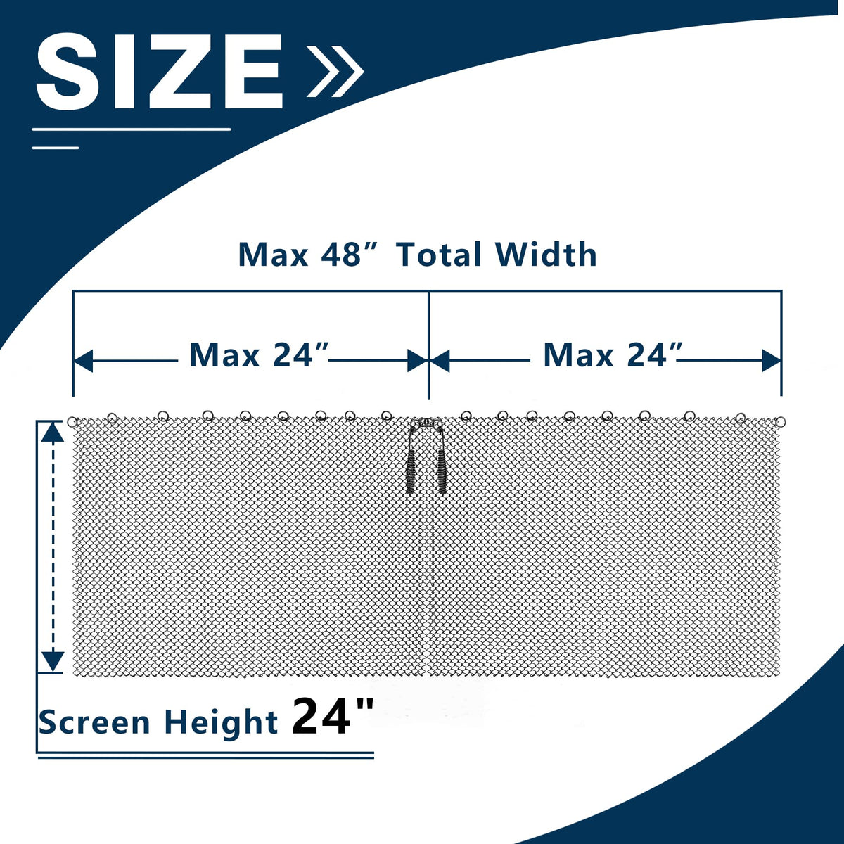 Fireplace Mesh Screen Curtain, 24" x 24" Panels, Black E9639