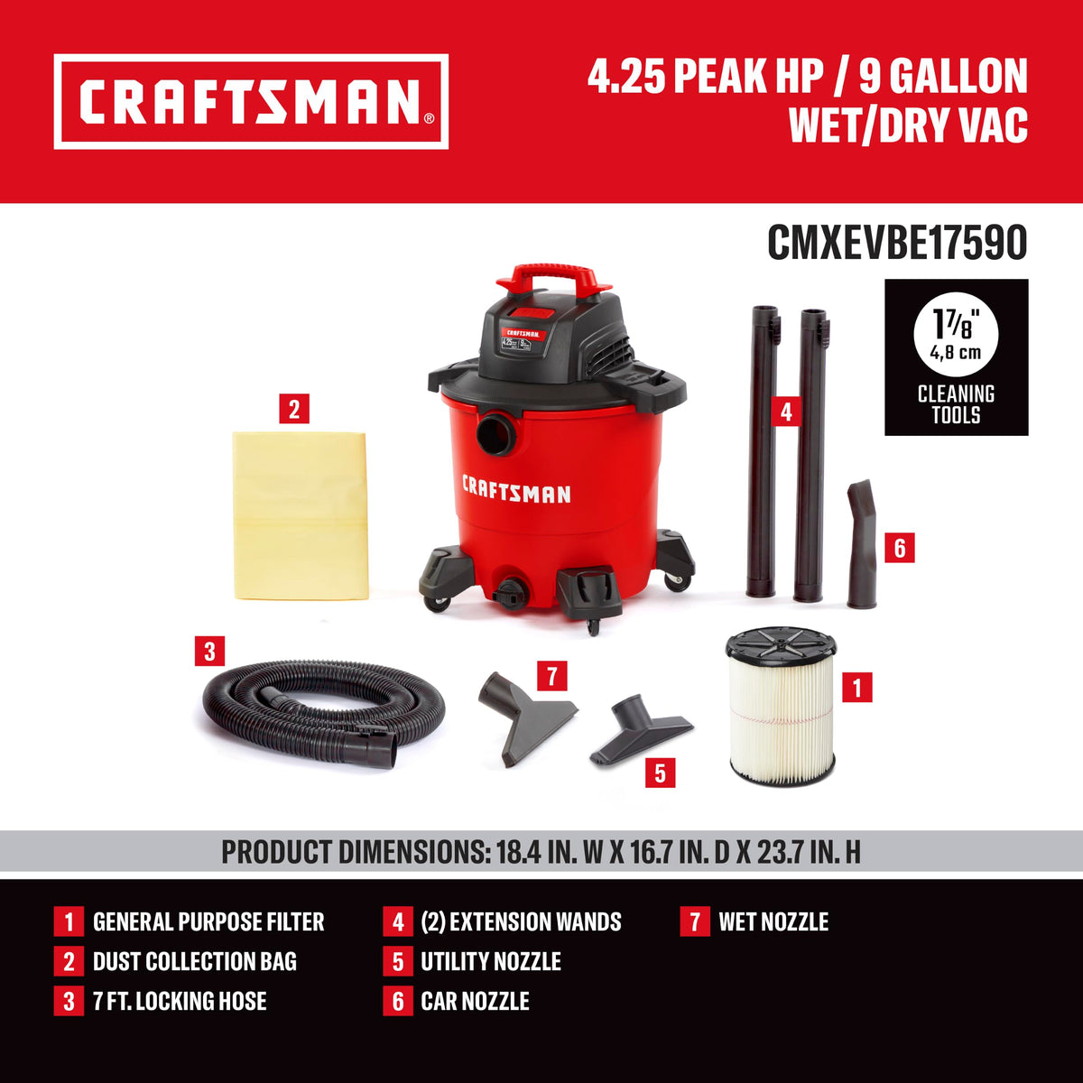 9 Gallon Wet Dry Shop Vacuum B624934