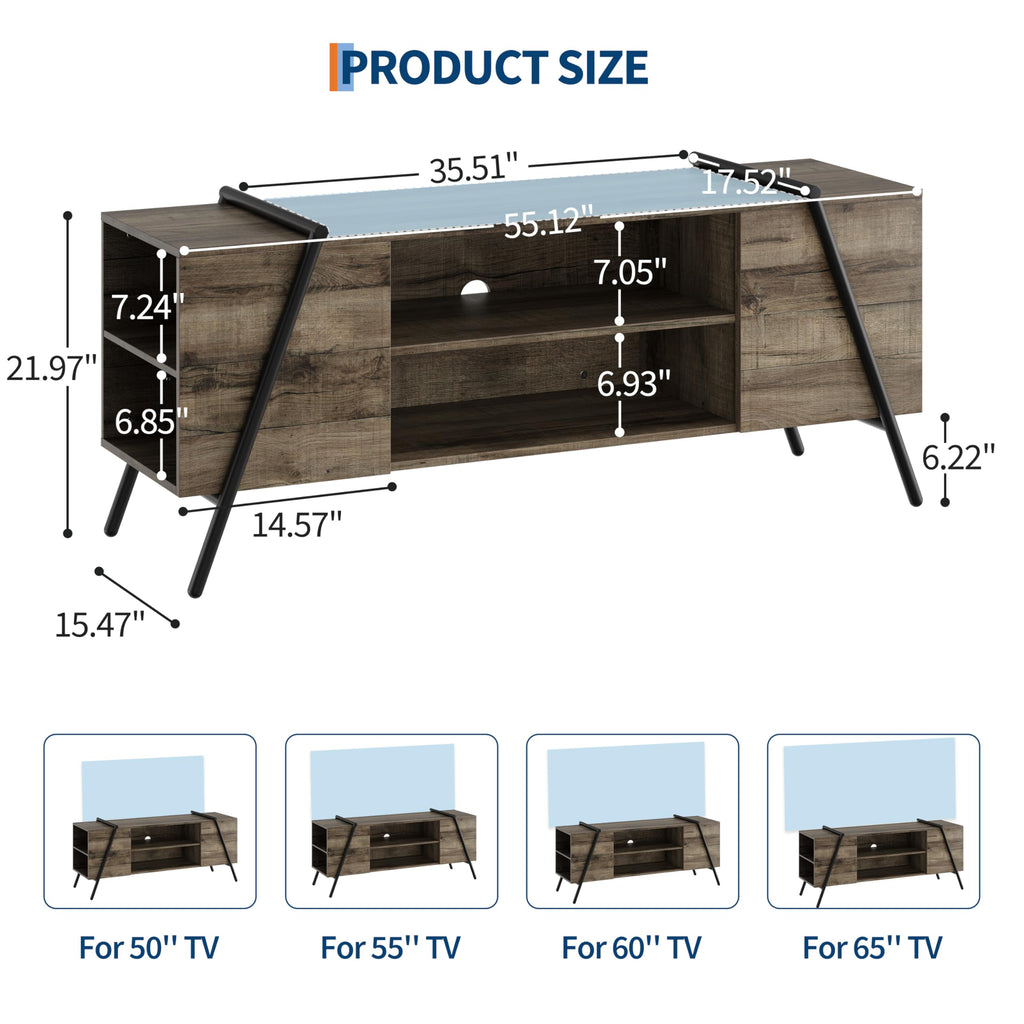 55.12" Weathered Oak Wooden TV Stand O65536