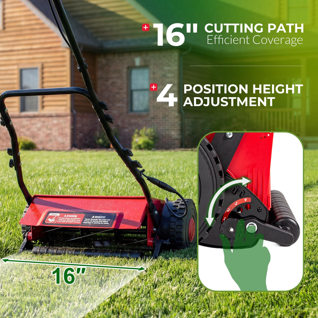 16-Inch Cordless Electric Reel Lawn Mower with 2 Batteries Y84267