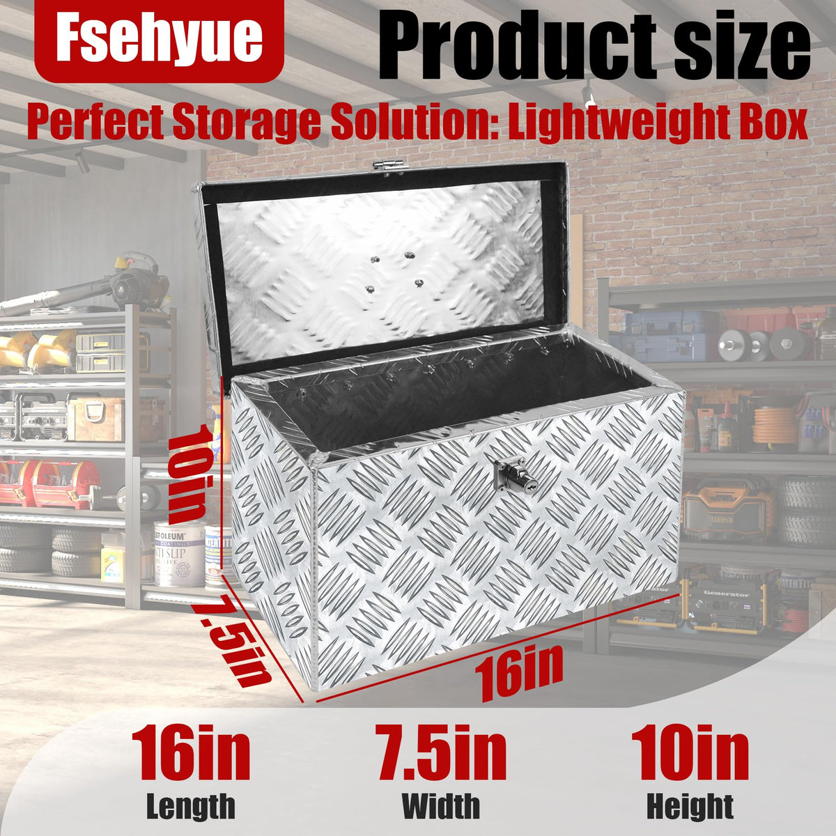 16 Inch Aluminum Waterproof Truck Tool Box with Lock and Keys M131