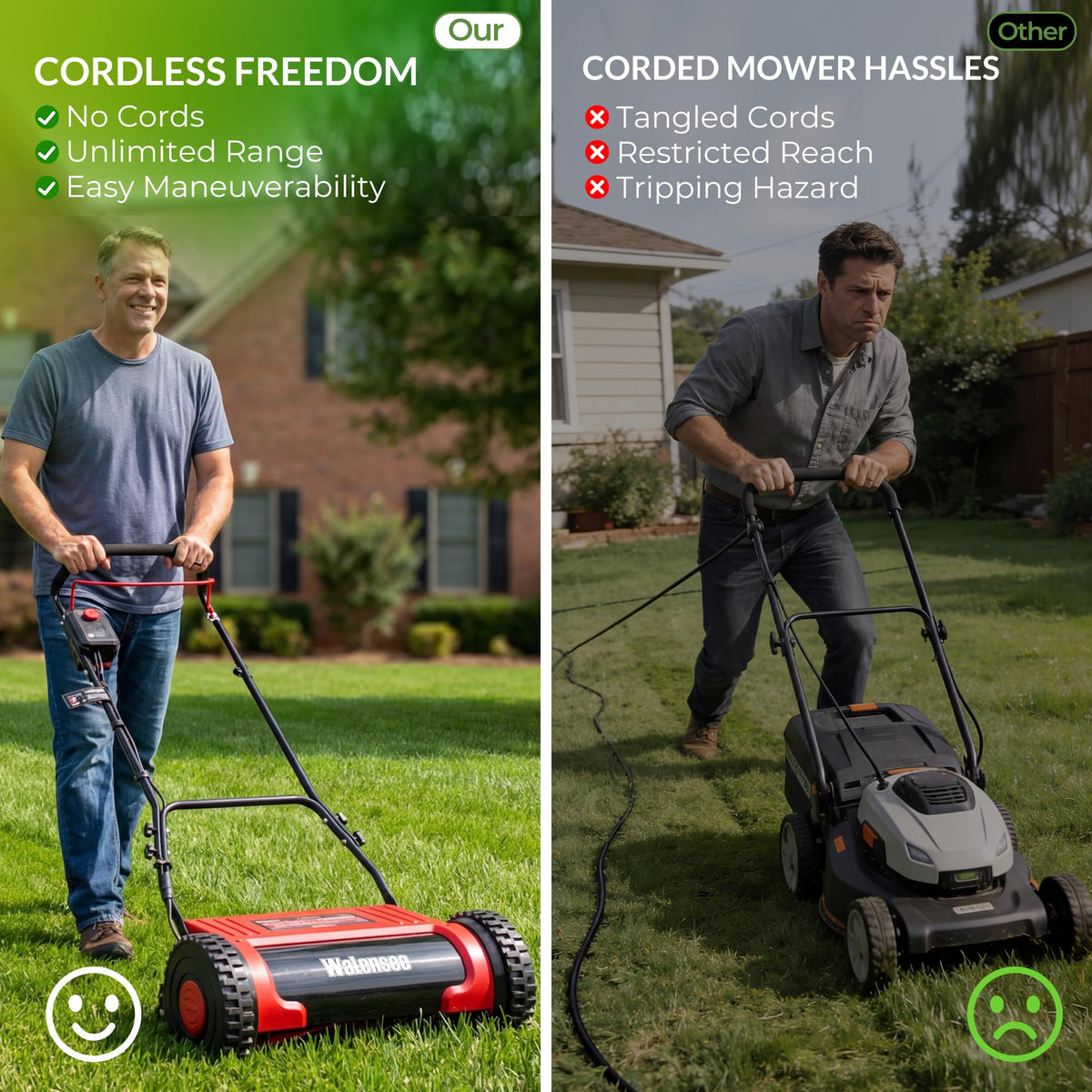 16-Inch Cordless Electric Reel Lawn Mower with 2 Batteries Y84267