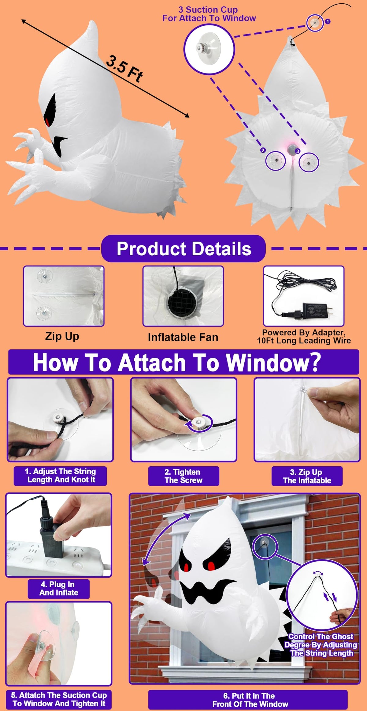 Halloween Ghost Inflatables Window Decorations Q660795