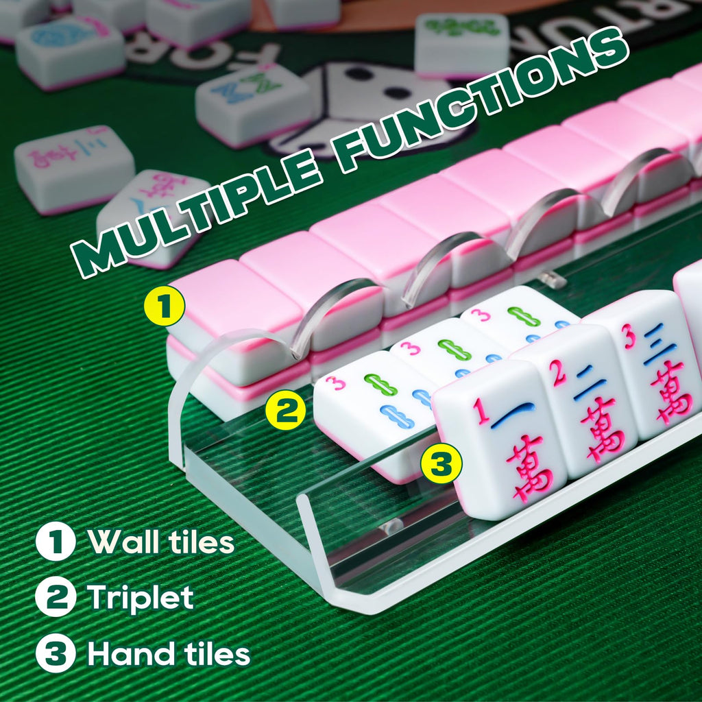 Clear Acrylic Mahjong Racks with Pushers, Set of 4 E63976