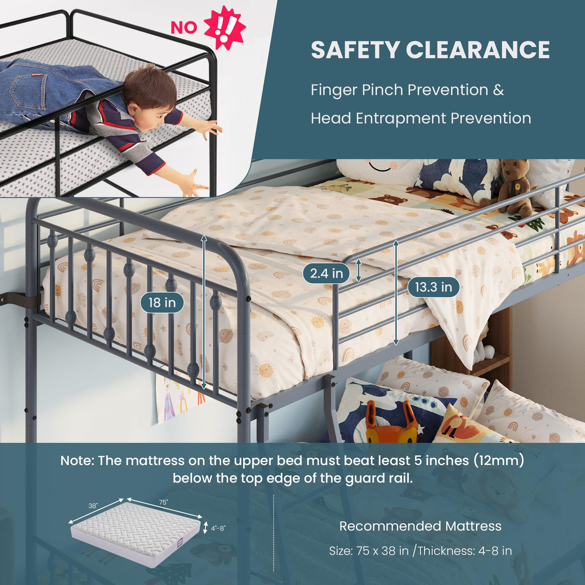 Twin Over Twin Convertible Bunk Bed Y51303