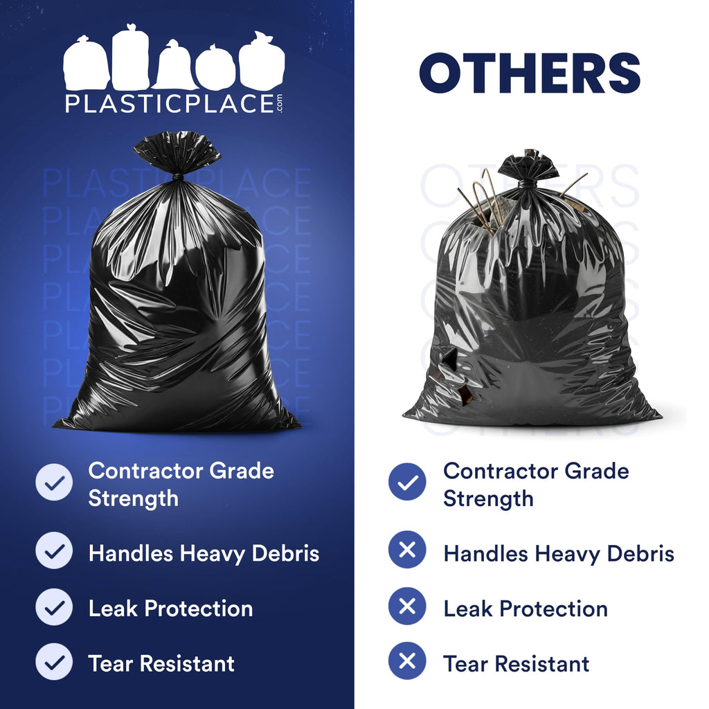 Black Heavy Duty 40-45 Gallon Trash Bags 3.0 Mil 50 Count H354757