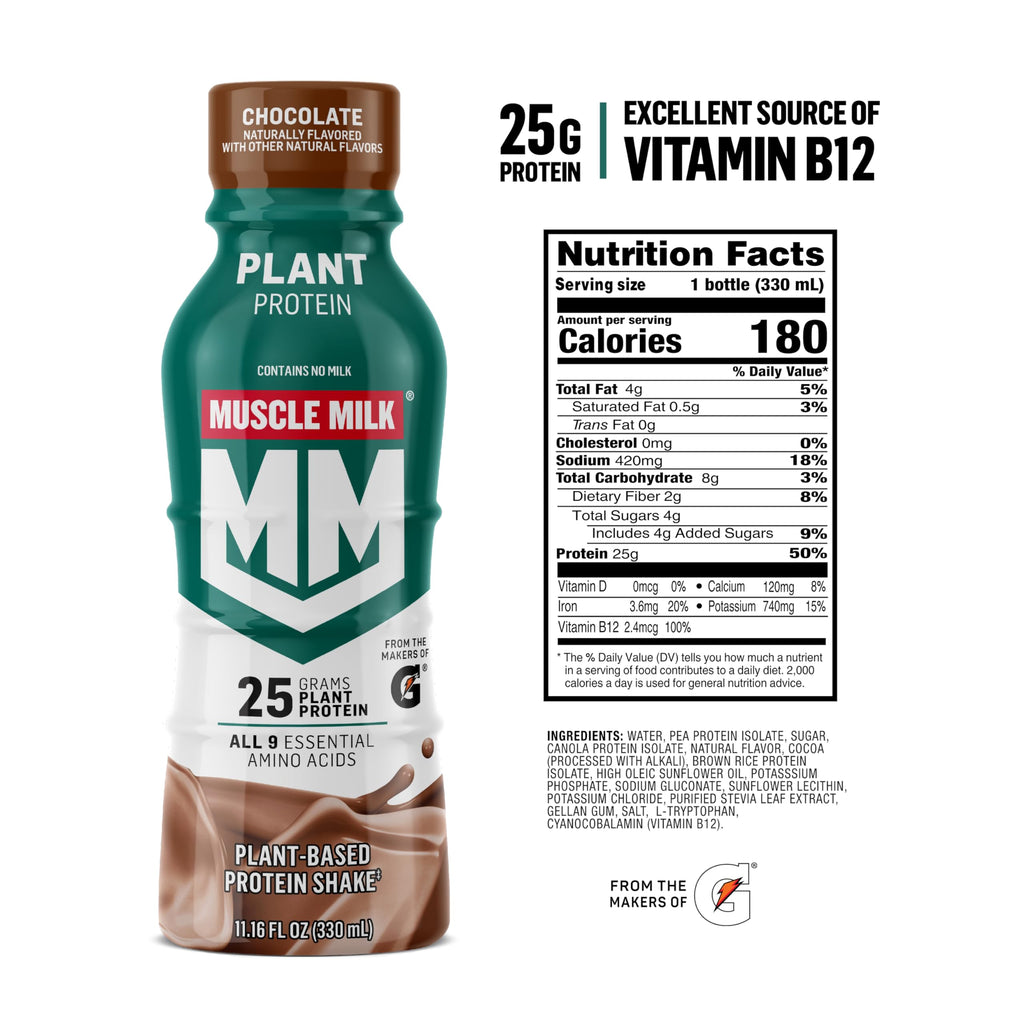 Plant Based Protein Shake Chocolate 11.16 Fl Oz Pack of 12 K9164