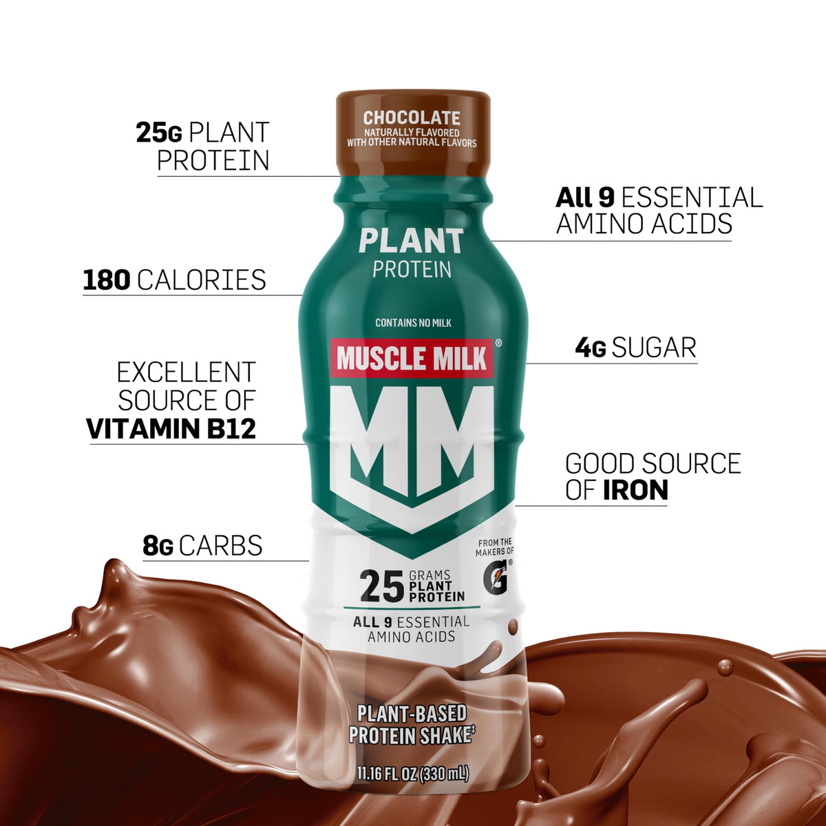 Plant Based Protein Shake Chocolate 11.16 Fl Oz Pack of 12 K9164