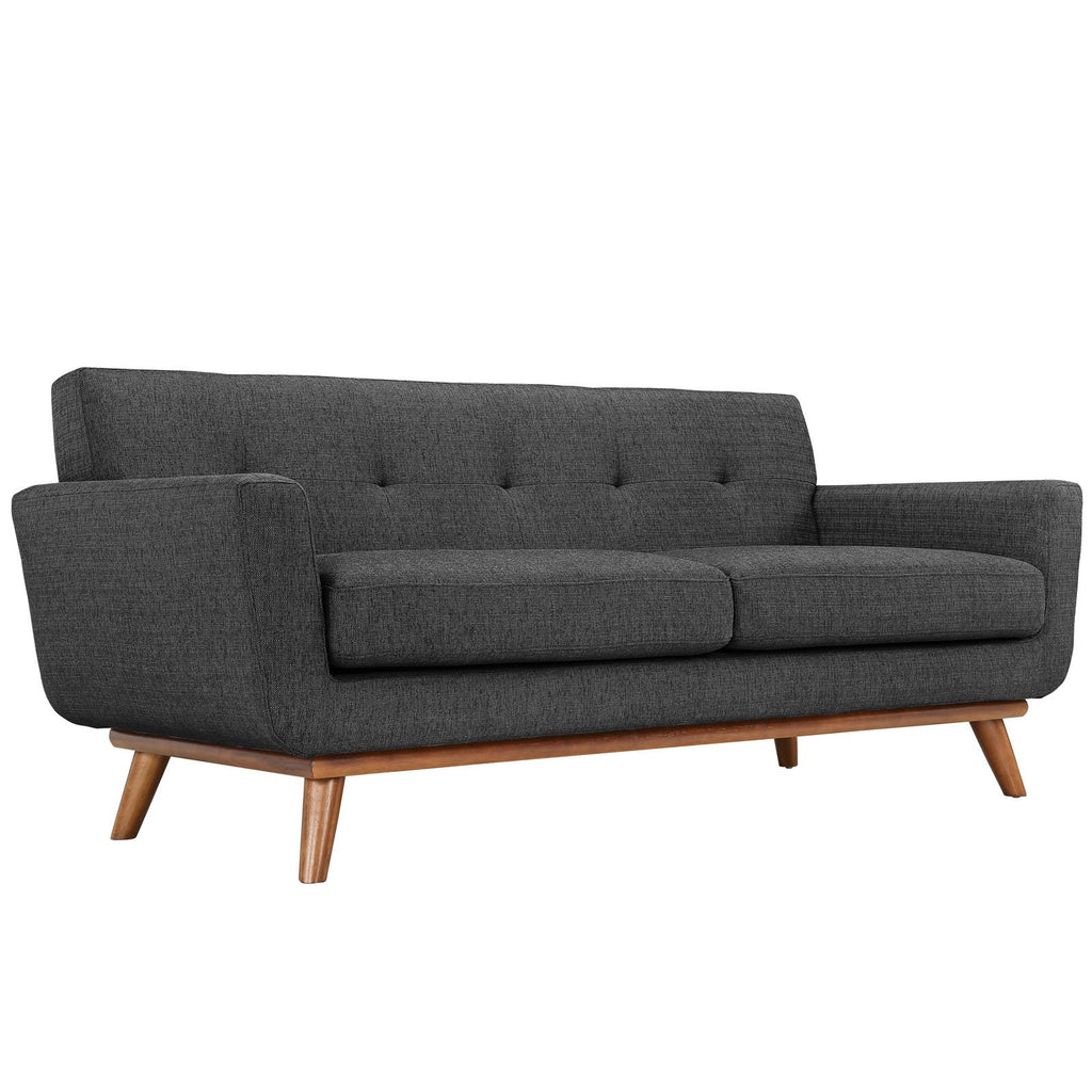 Gray Upholstered Fabric Loveseat V49167