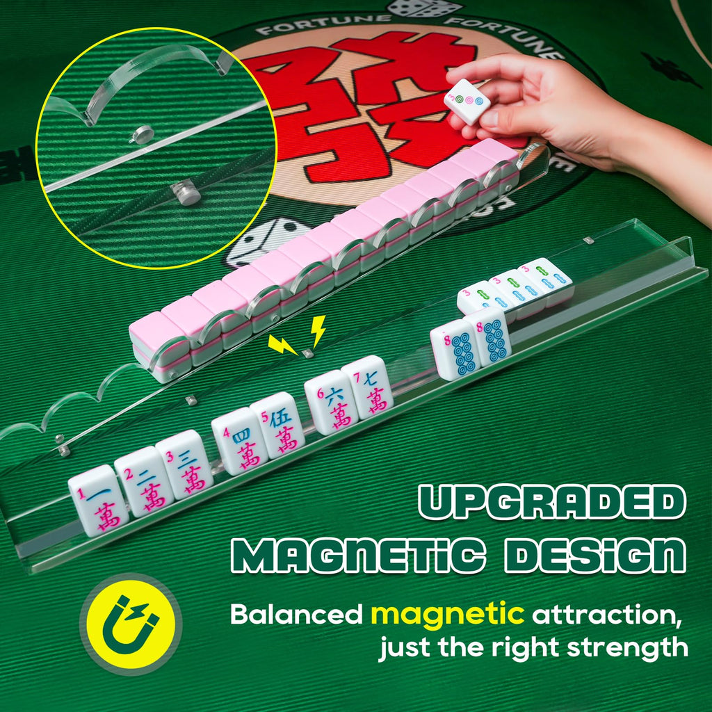 Clear Acrylic Mahjong Racks with Pushers, Set of 4 E63976