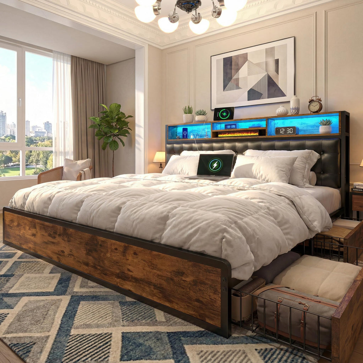 King Bed Frame with 4 Drawers C5170