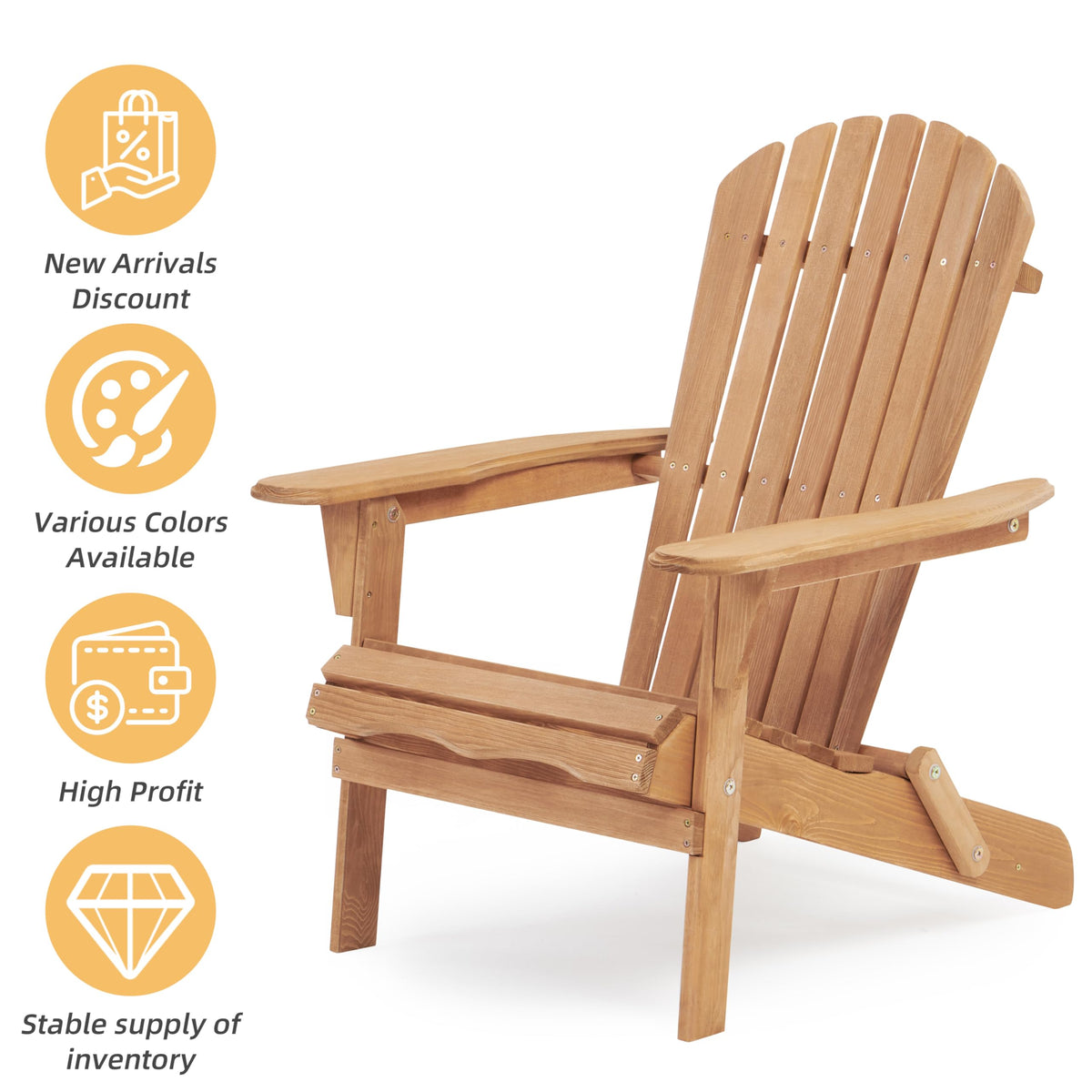 Adirondack Chair Set of 2 Wooden Folding Outdoor Chair F8063