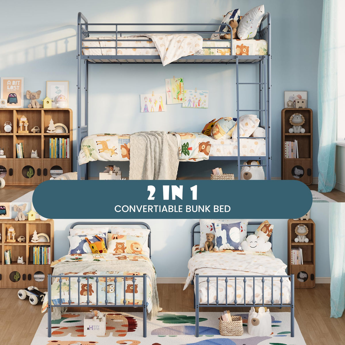 Twin Over Twin Convertible Bunk Bed Y51303