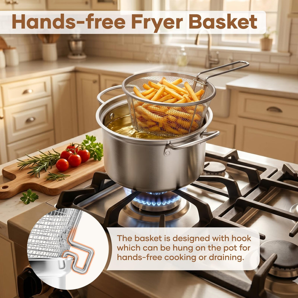 Deep Fryer Pot with Basket 6.3QT X632