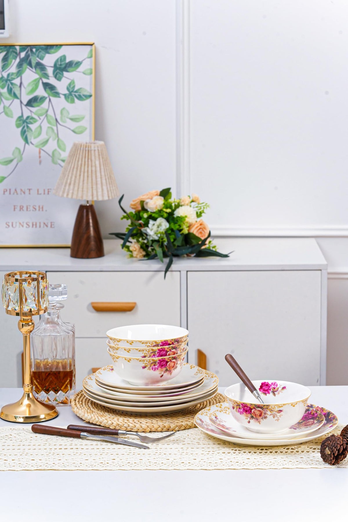 White 12 Piece Porcelain Dinnerware Set Y505765