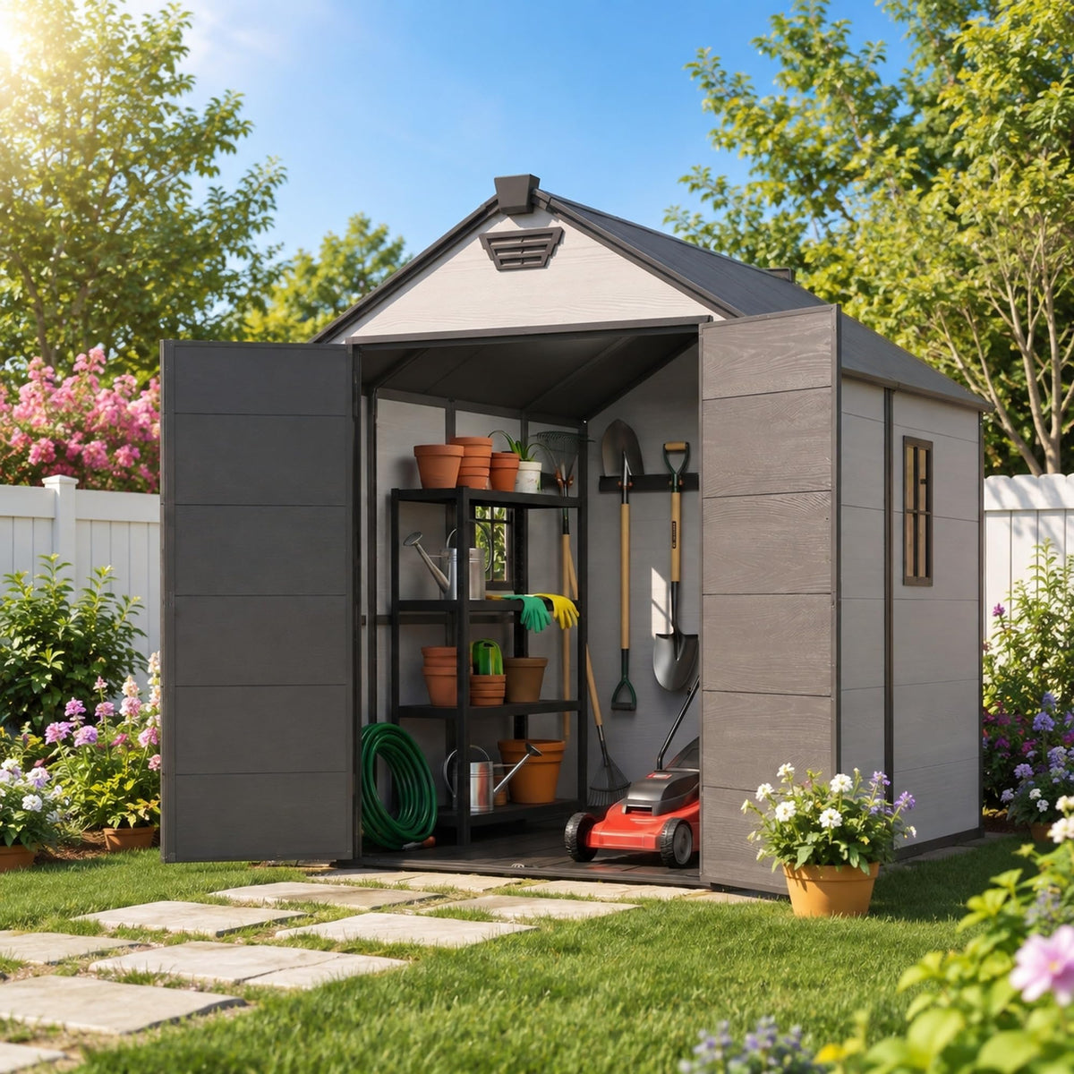 6x8 FT Resin Storage Shed with Floor R688084