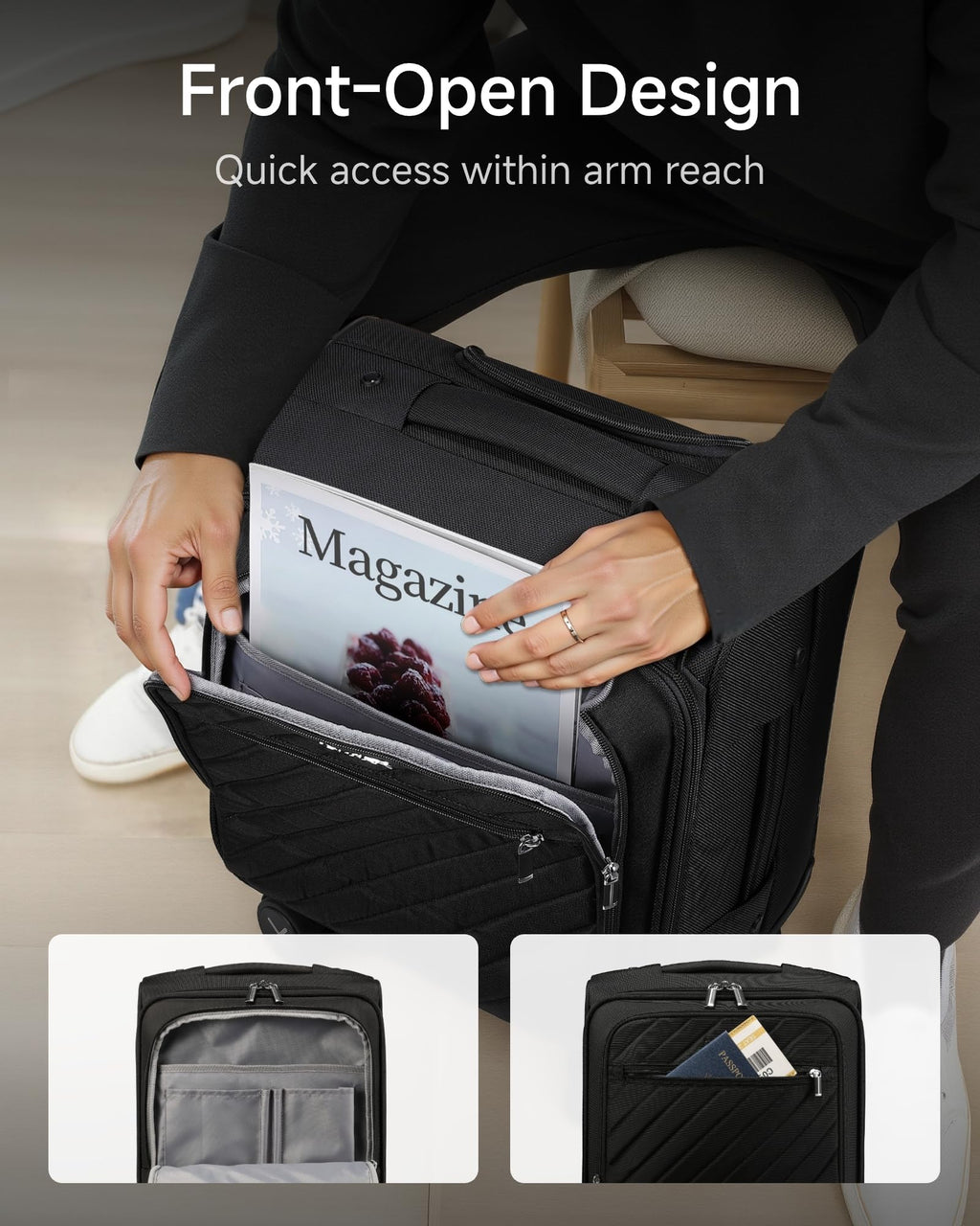 Black 15" Underseat Carry On Bag Y6832