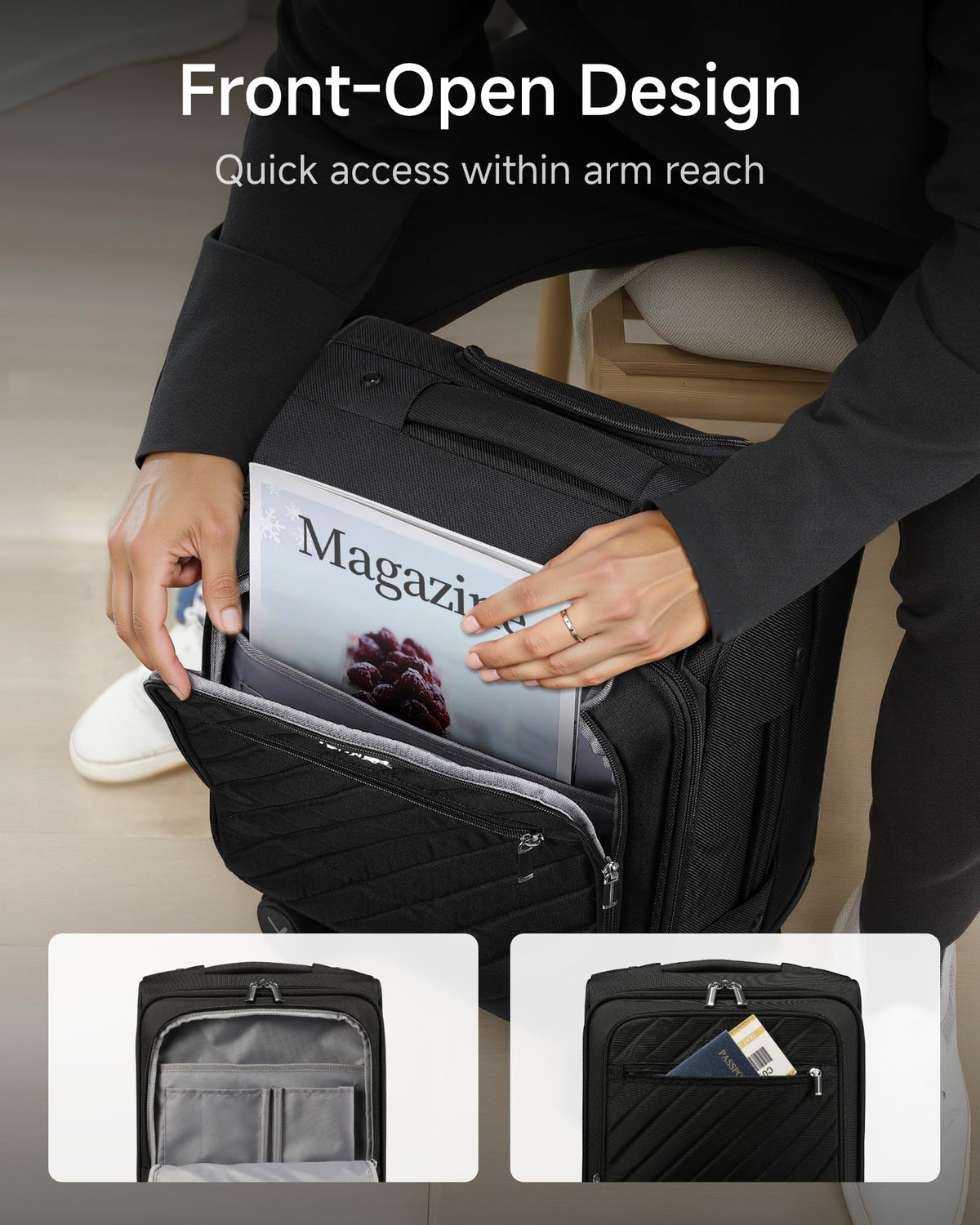 Black 15" Underseat Carry On Bag Y6832