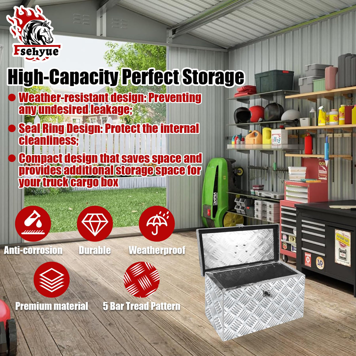 16 Inch Aluminum Waterproof Truck Tool Box with Lock and Keys M131