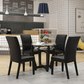 48" Glass Dining Table Set with 4 PU Leather Chairs V839147