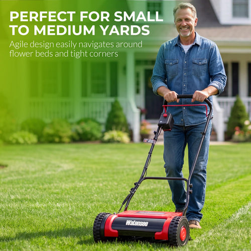 16-Inch Cordless Electric Reel Lawn Mower with 2 Batteries Y84267