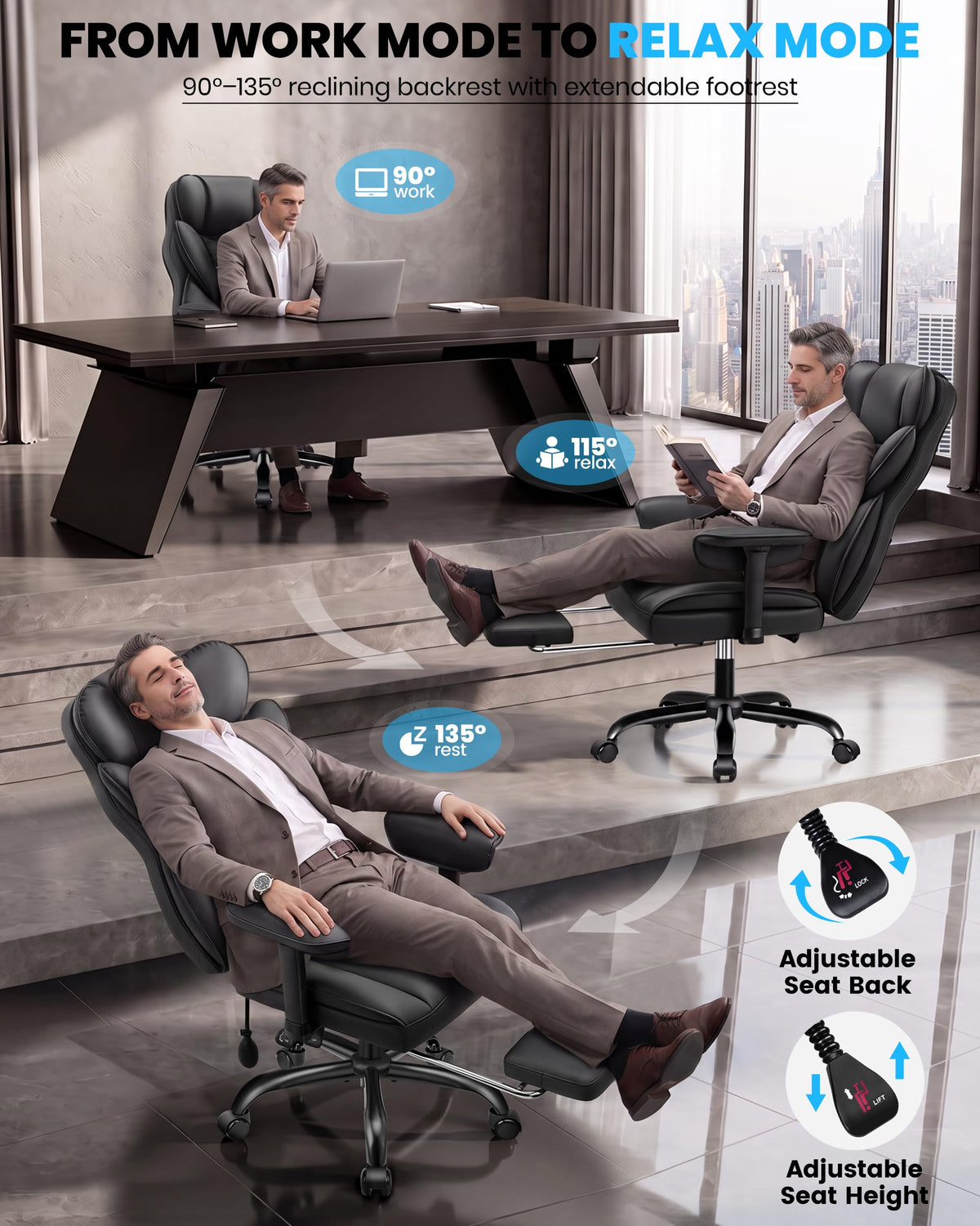 Office Chair with Adjustable Lumbar Support Q985656