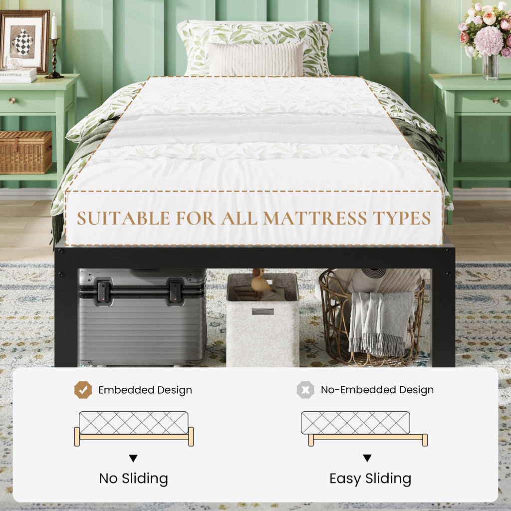 14 Inch Heavy Duty Twin Metal Bed Frame Q879694