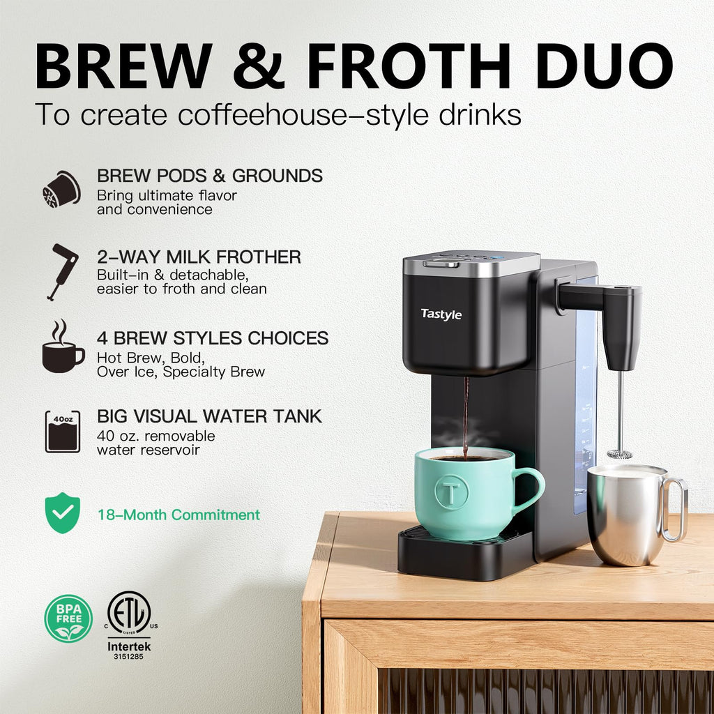 Single Serve Coffee Maker with Milk Frother K9328