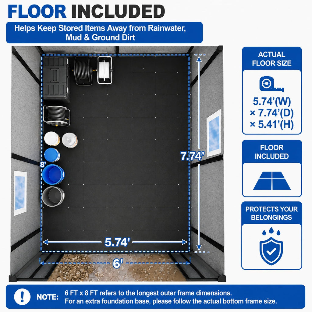 6x8 FT Resin Storage Shed with Floor R688084