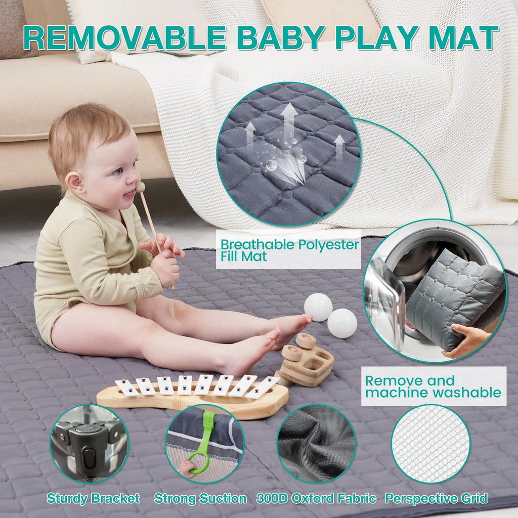Foldable Baby Playpen with Mat and Storage Bags U7170