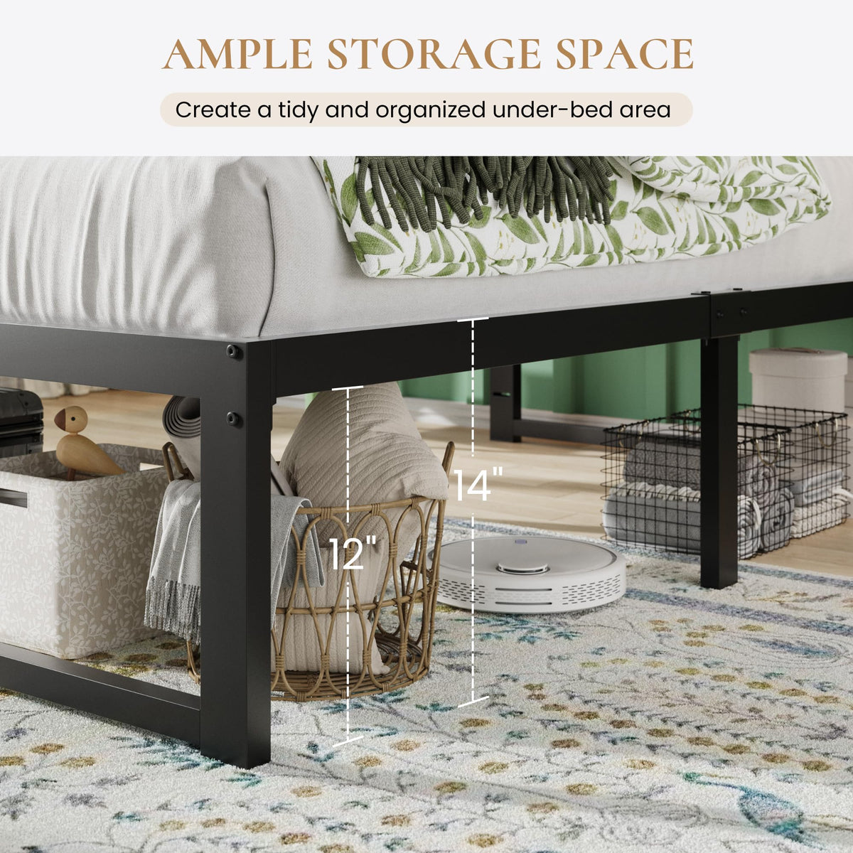 14 Inch Heavy Duty Twin Metal Bed Frame Q879694
