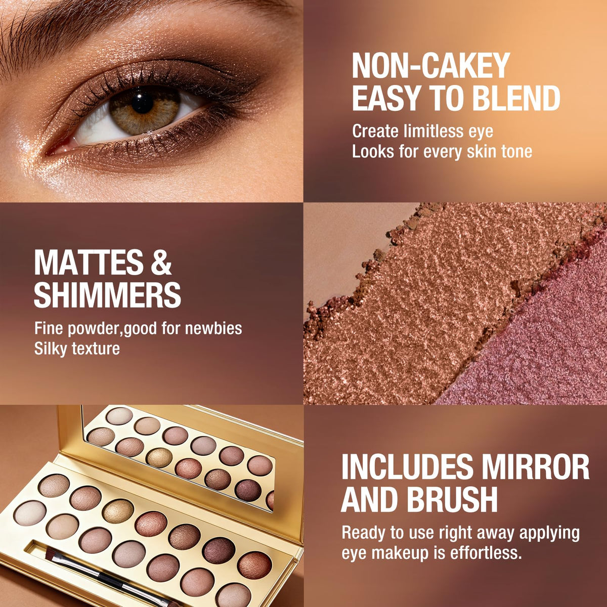 Baked Eyeshadow Palette, Matte & Shimmer N234397