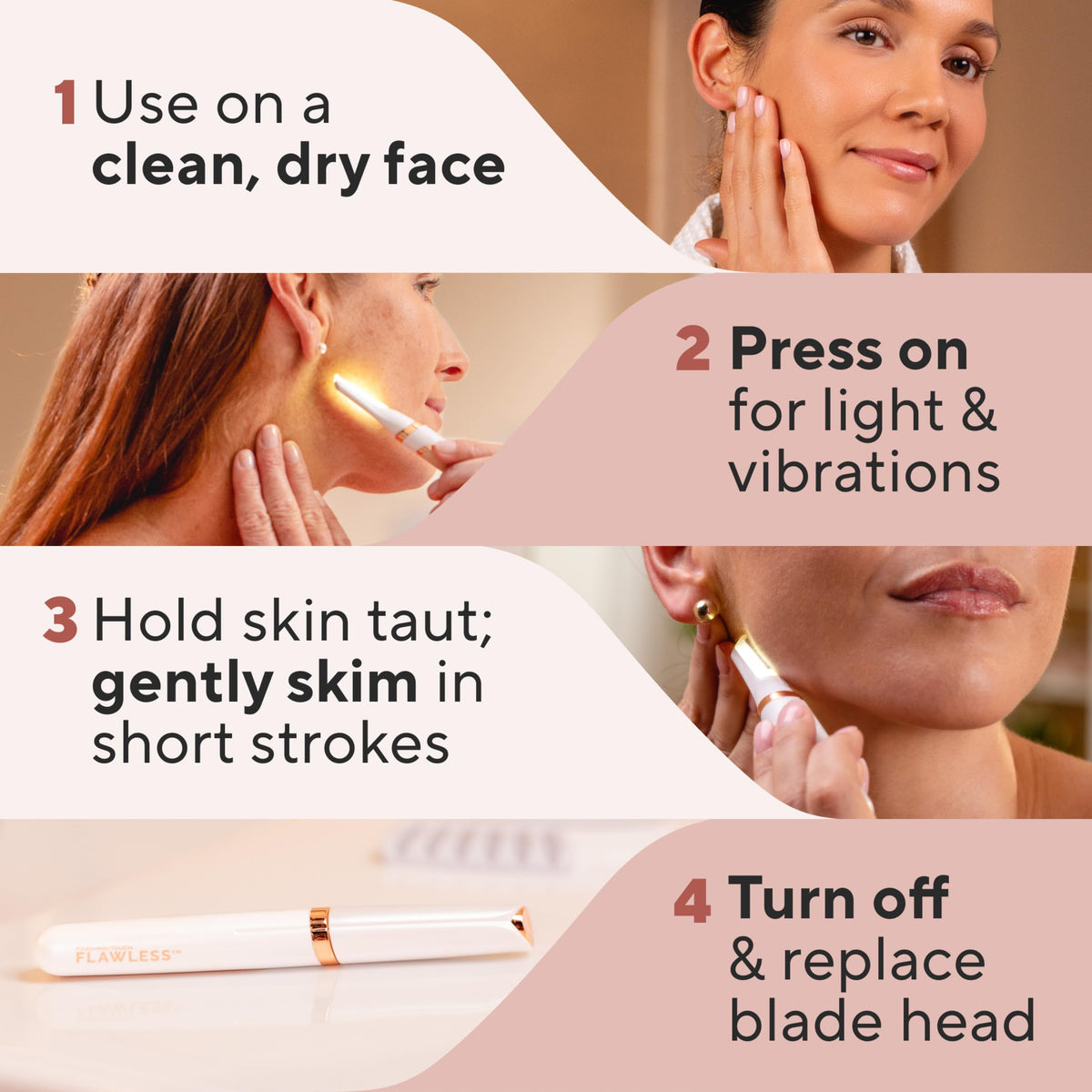 Lighted Electric Facial Exfoliator with 6 Replacement Heads S427