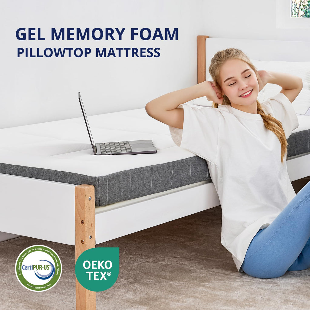 5 Inch Twin Cooling Gel Memory Foam Pillowtop Mattress T96111