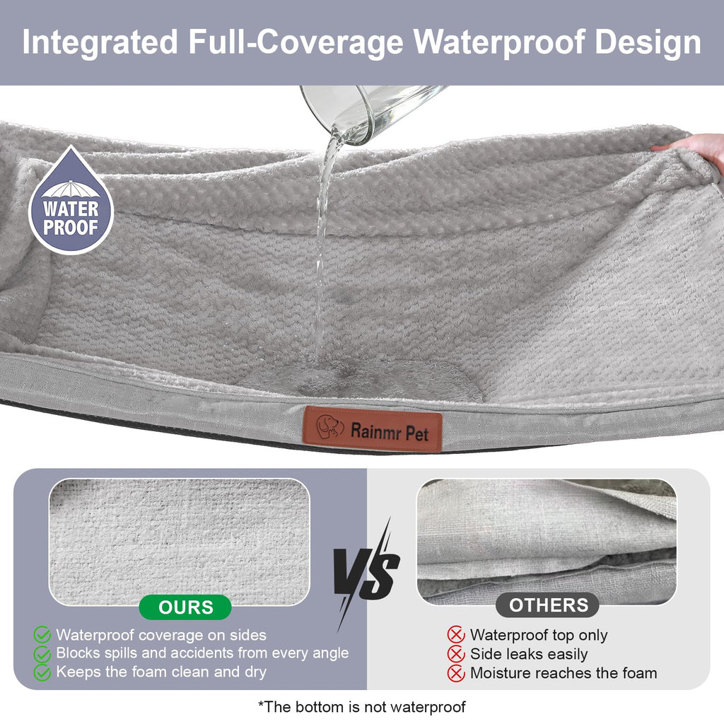 Memory Foam Orthopedic Dog Bed with Removable Waterproof Cover, 35x23 Inches, Light Grey E12621