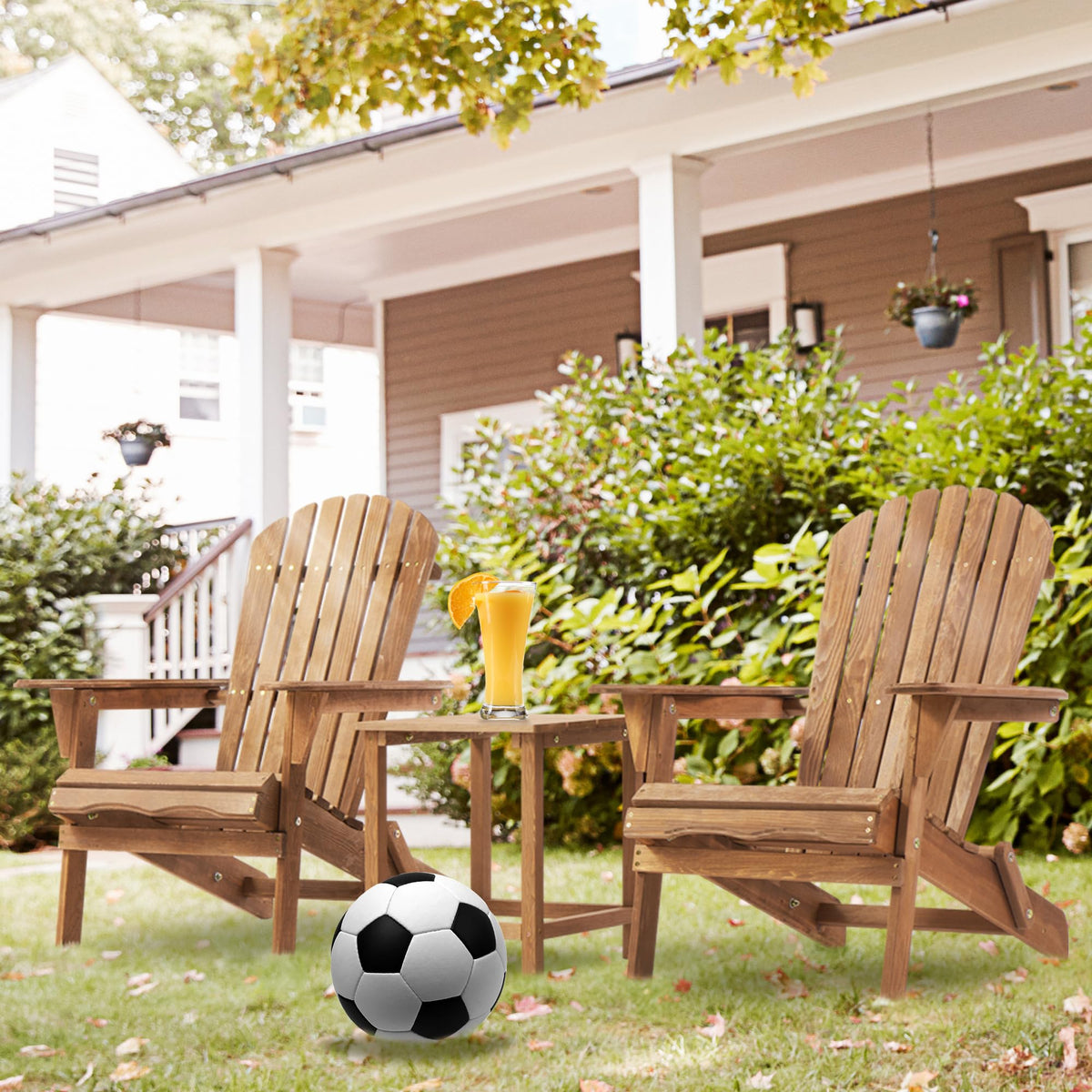 Adirondack Chair Set of 2 Wooden Folding Outdoor Chair F8063