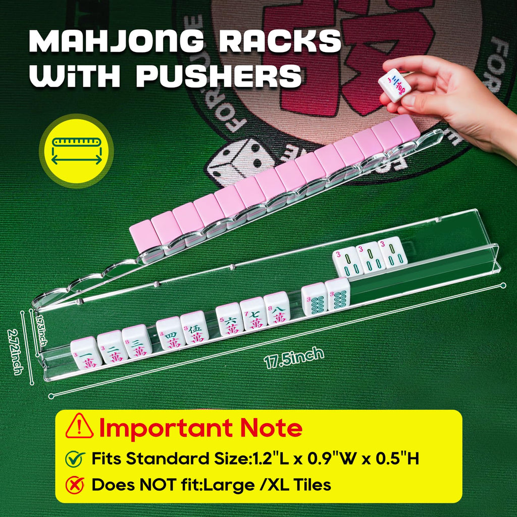 Clear Acrylic Mahjong Racks with Pushers, Set of 4 E63976