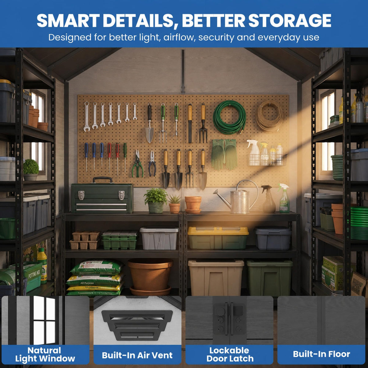 6x8 FT Resin Storage Shed with Floor R688084