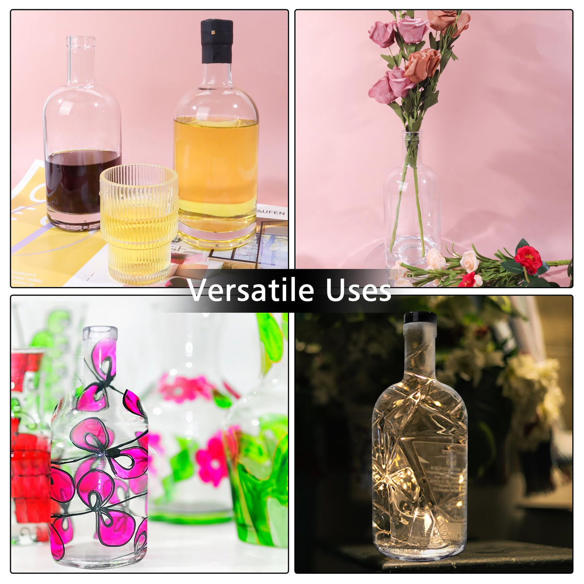 4 Pack 25oz Clear Glass Bottles with Cork Lids B161