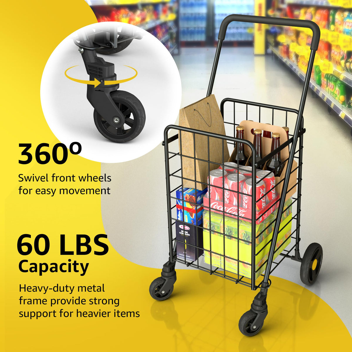 Black Foldable Lightweight Utility Cart O943333