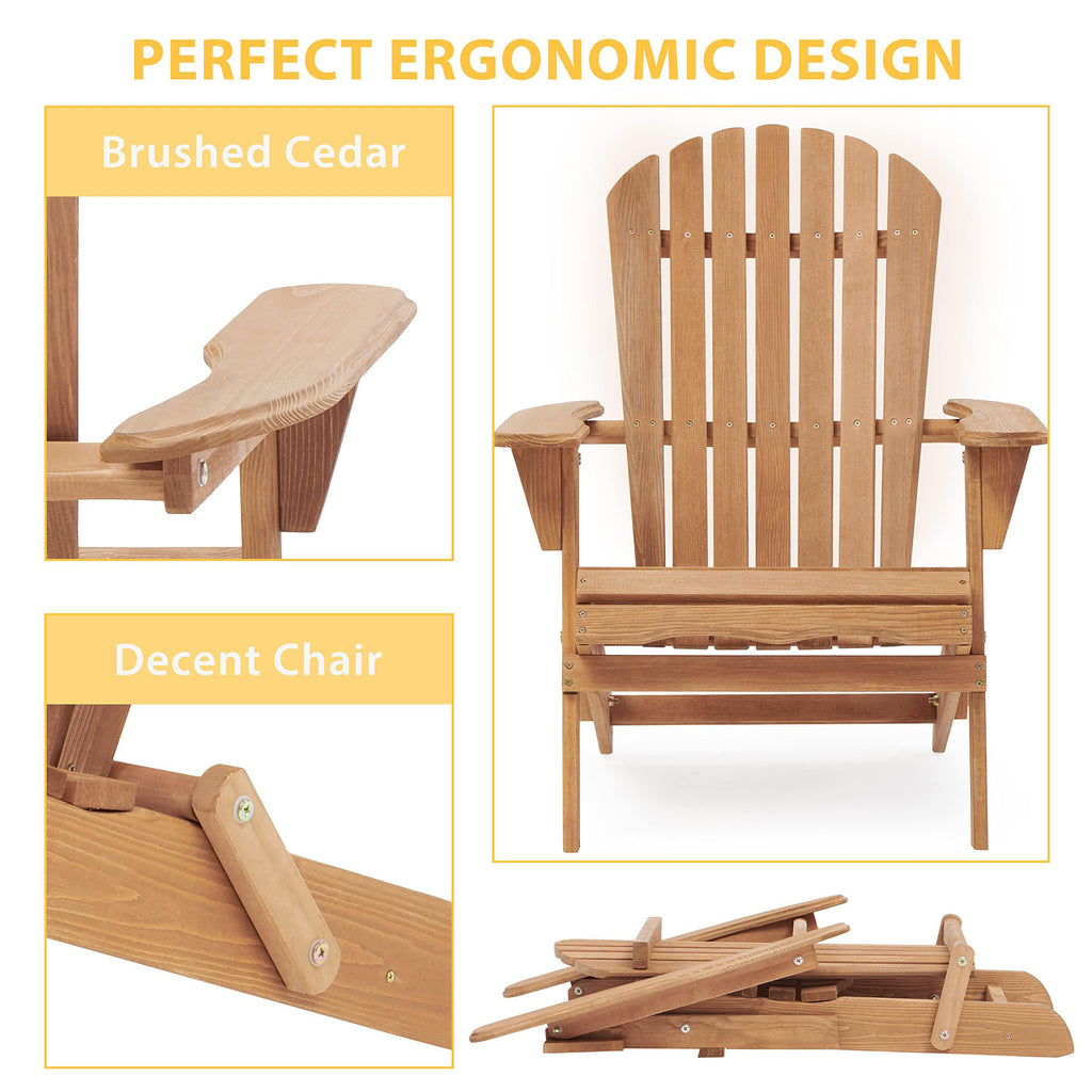Adirondack Chair Set of 2 Wooden Folding Outdoor Chair F8063