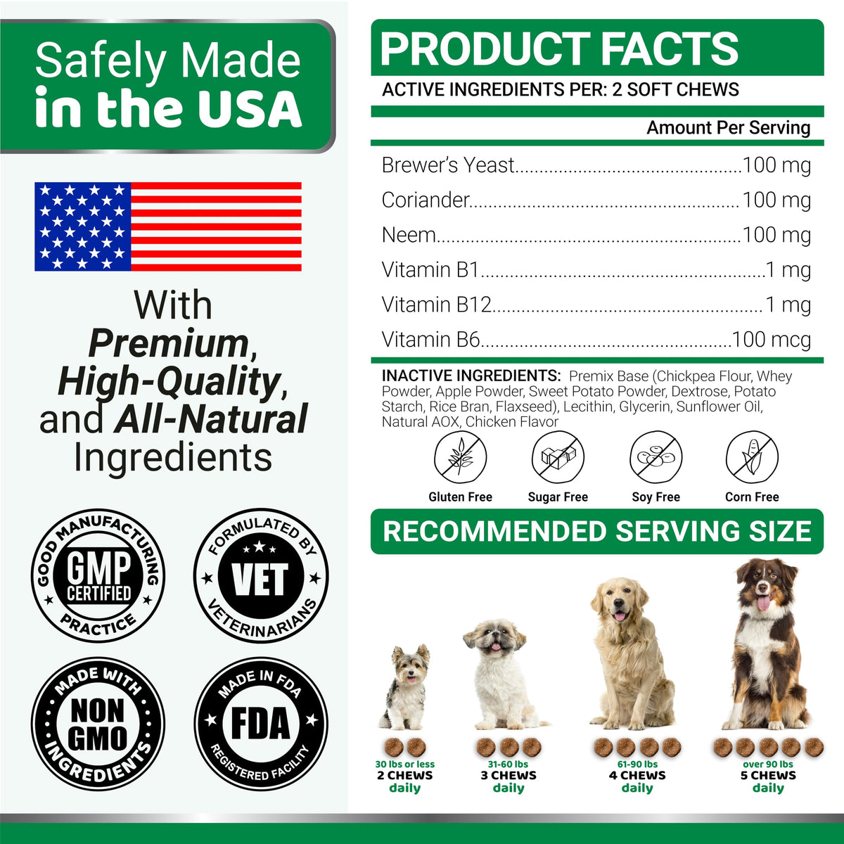 Natural Oral Flea and Tick Prevention for Dogs, 170 Chews P781195