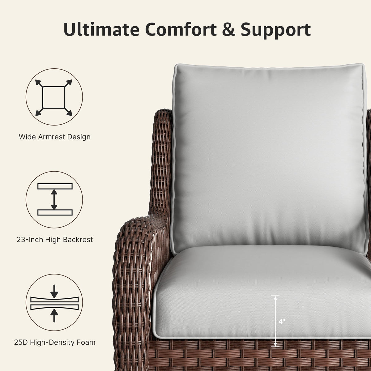 Outdoor Wicker 2 Seater Sofa with Cushion I1204