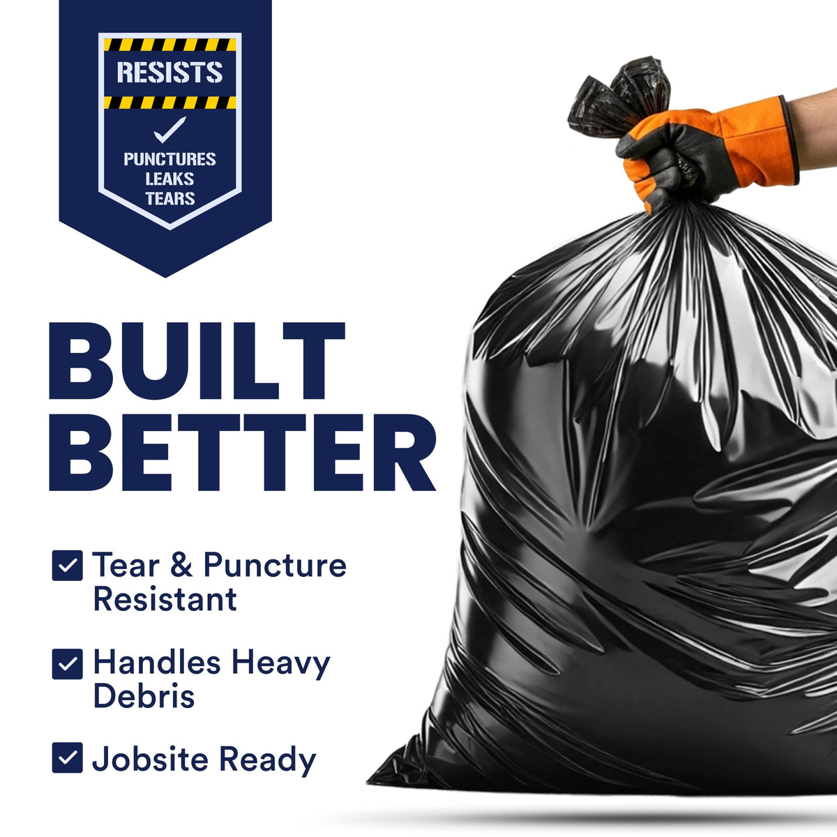 Black Heavy Duty 40-45 Gallon Trash Bags 3.0 Mil 50 Count H354757