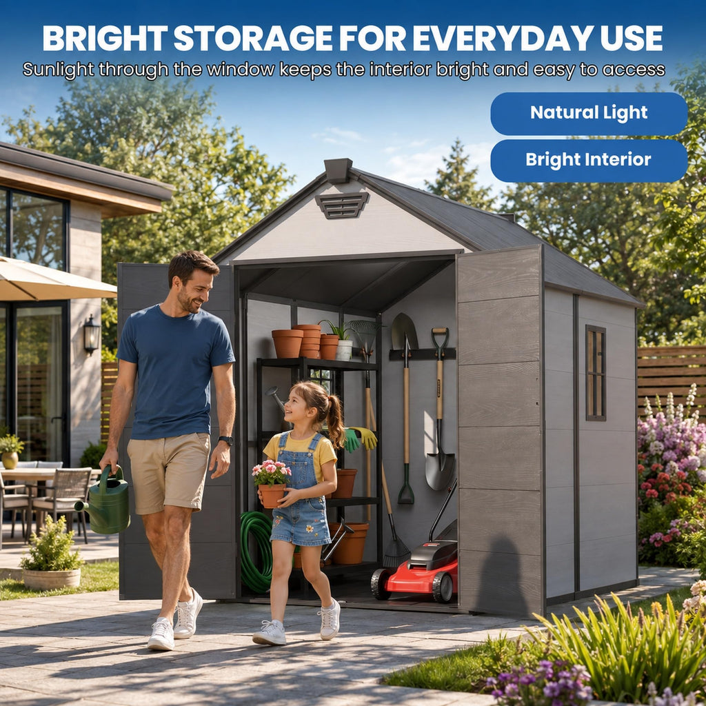 6x8 FT Resin Storage Shed with Floor R688084